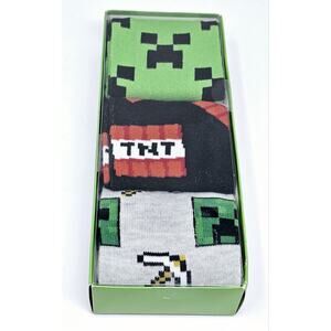 Minecraft Game 3 Pair Men's Crew Socks Gift Shoe Size 8-12 Bioworld NWT
